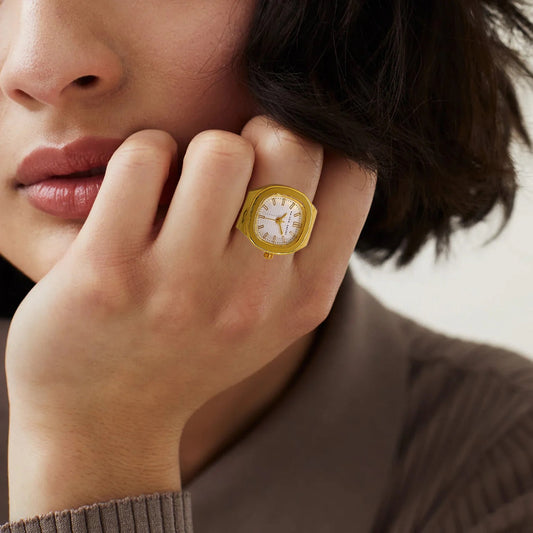 Royal Gold Tone - Stainless Steel Ring Watch